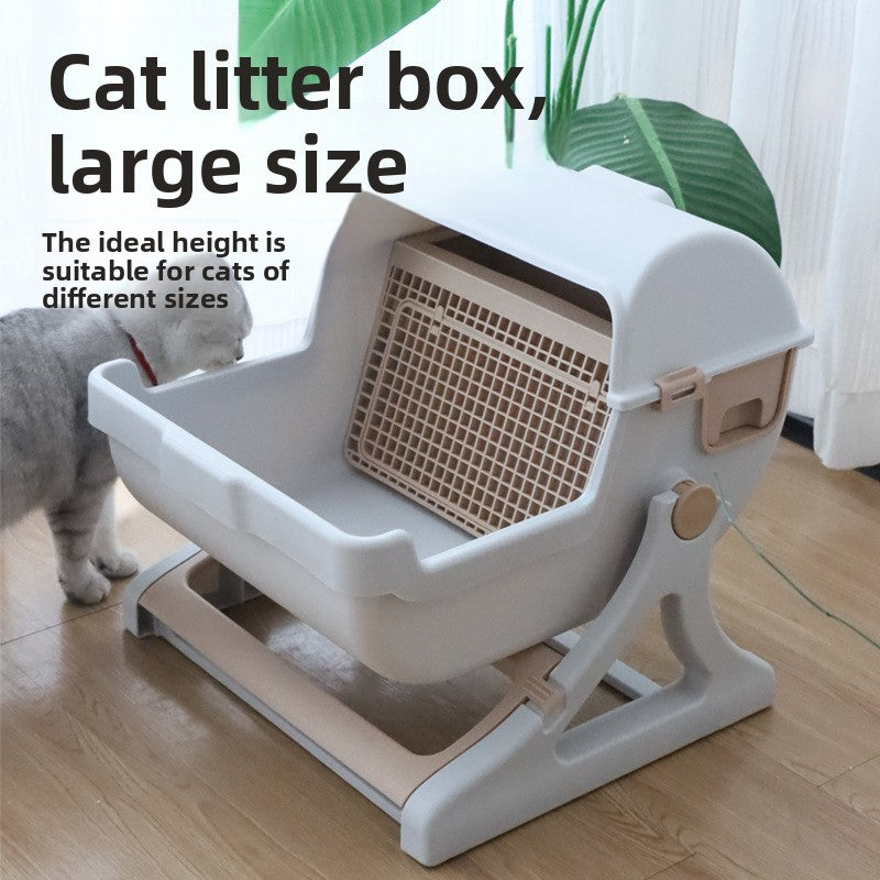 Semi-Enclosed Cat Litter Box with Tilt-Sifting Design — QIUOLA | qiuola.com