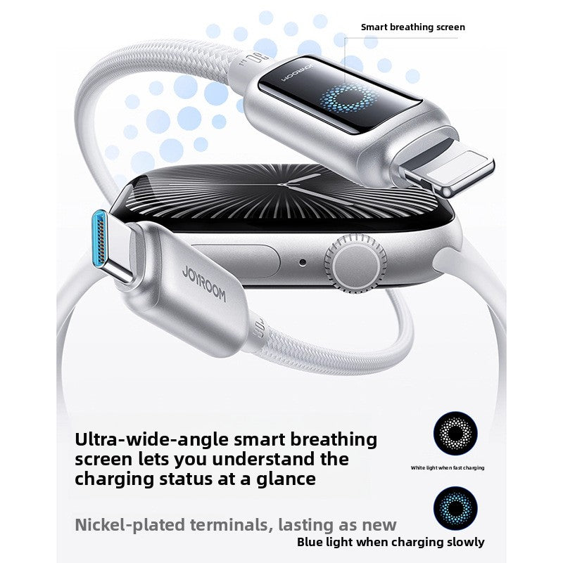 Smart Power-Off Braided Charging Cable with Indicator Light – 1.2m