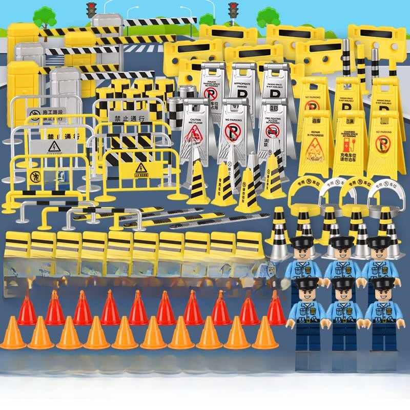 Mini Traffic Signs & Road Barriers Toy Set — QIUOLA | qiuola.com