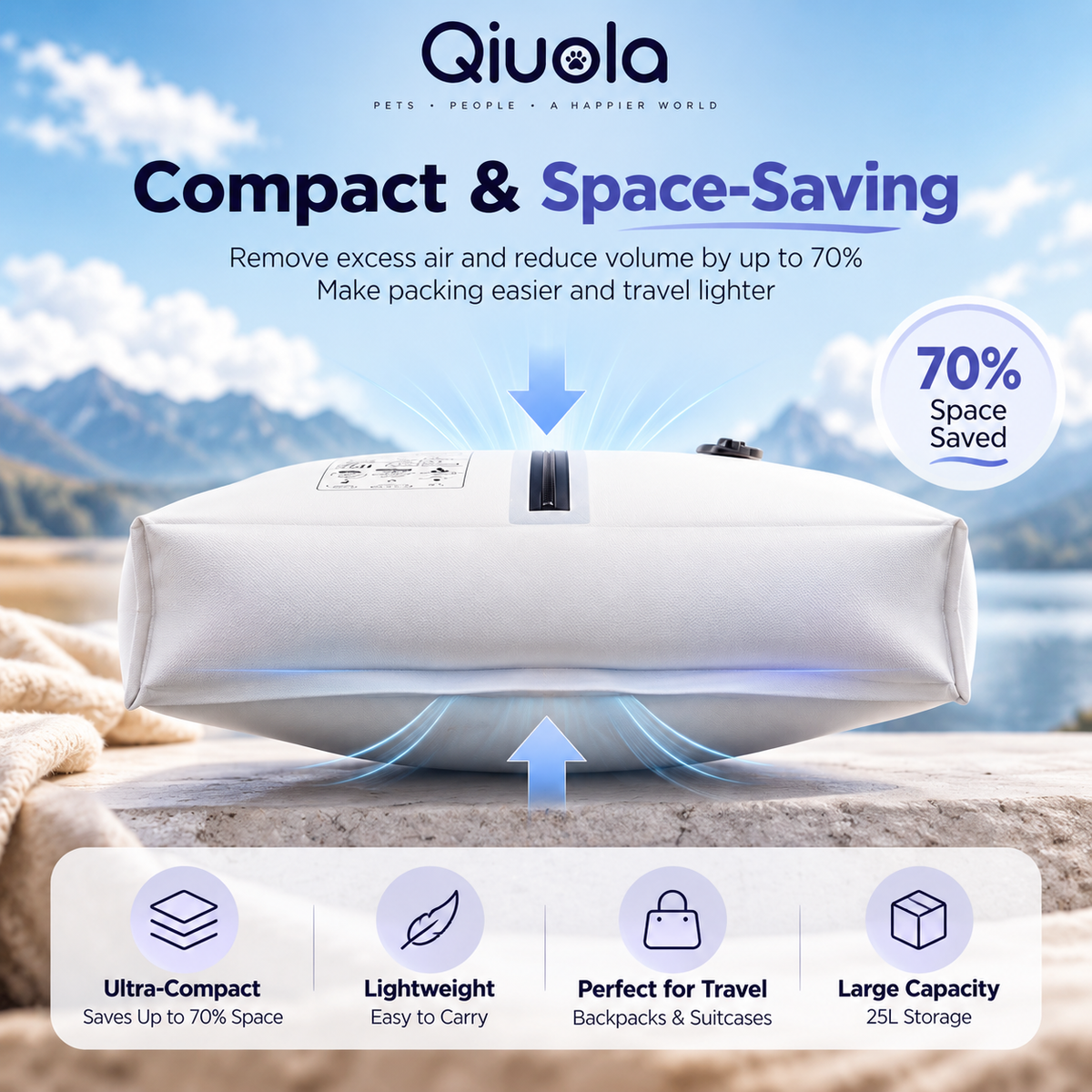 Travel Vacuum Compression Storage Bag with Manual Pump — QIUOLA | qiuola.com