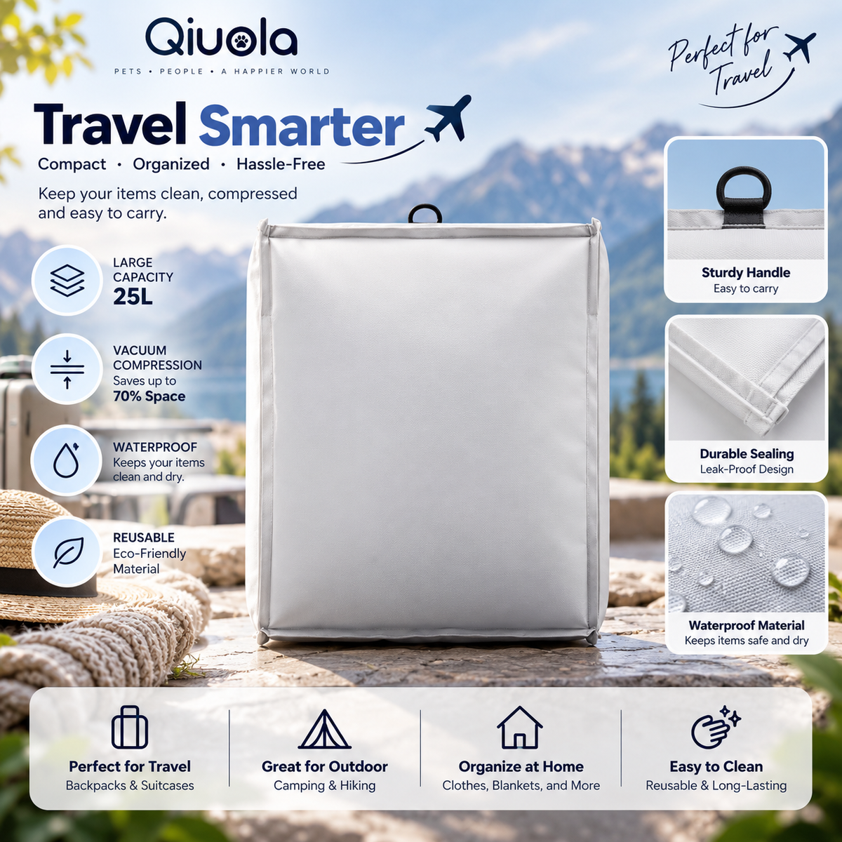 Travel Vacuum Compression Storage Bag with Manual Pump — QIUOLA | qiuola.com