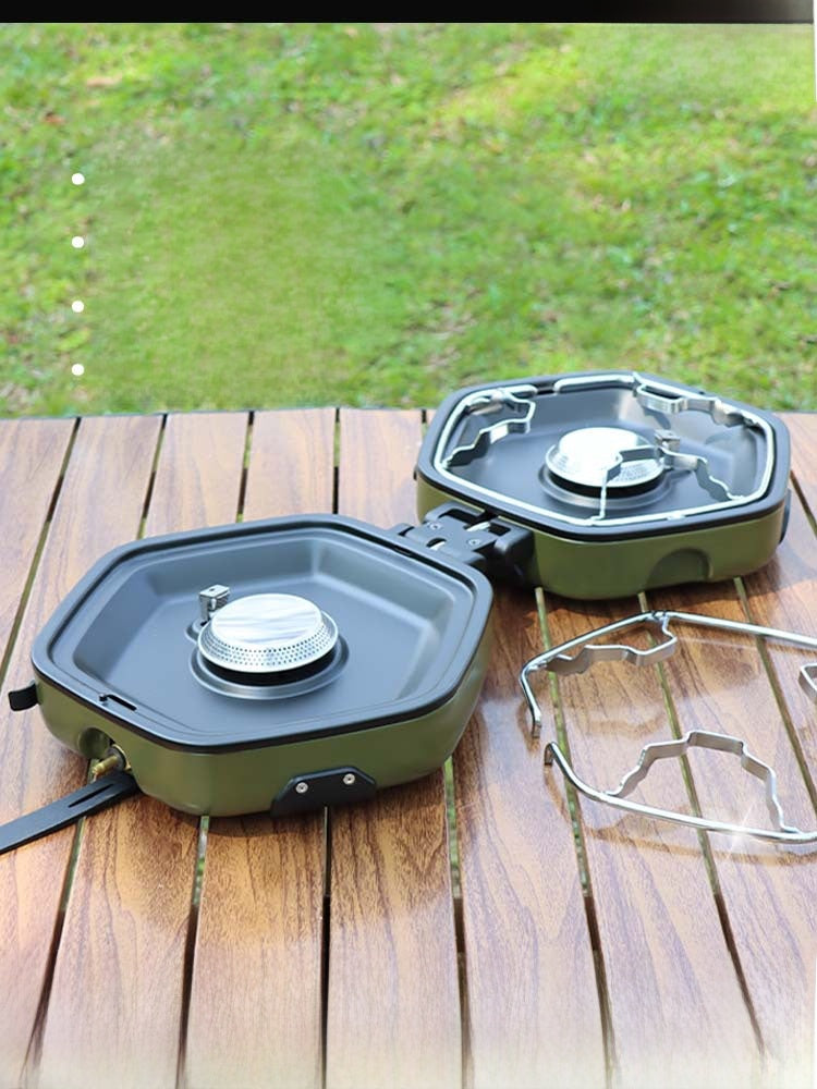 Double-Burner Butane Camping Stove with Storage Bag