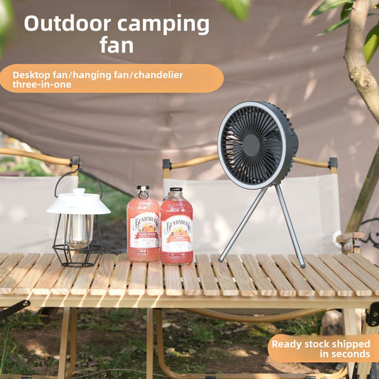 Rechargeable Camping Fan with Tripod & Hanging Hook