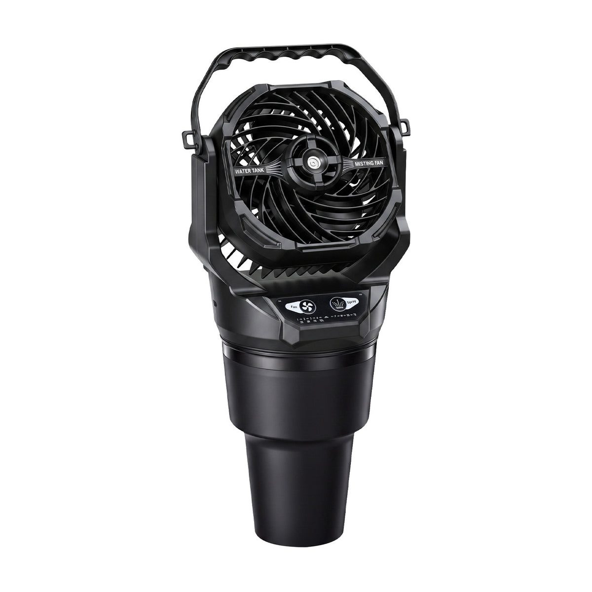Rechargeable Camping Fan with Mist, Light & Remote Control