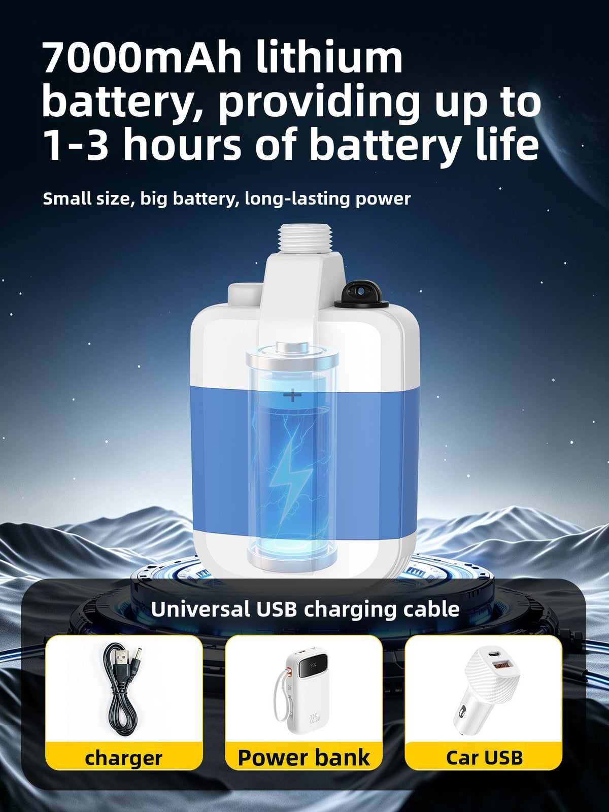 Rechargeable Portable Camping Shower with 1.7 m Hose