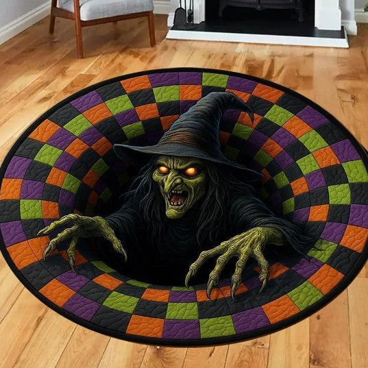 Halloween Round Crystal Velvet Rug Stain Wear Resistant Easy Clean