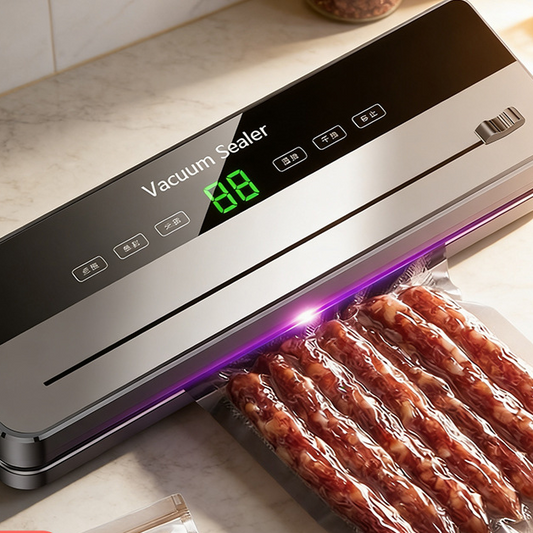 Digital Food Vacuum Sealer with Cutter & Bag Bundle – Silver
