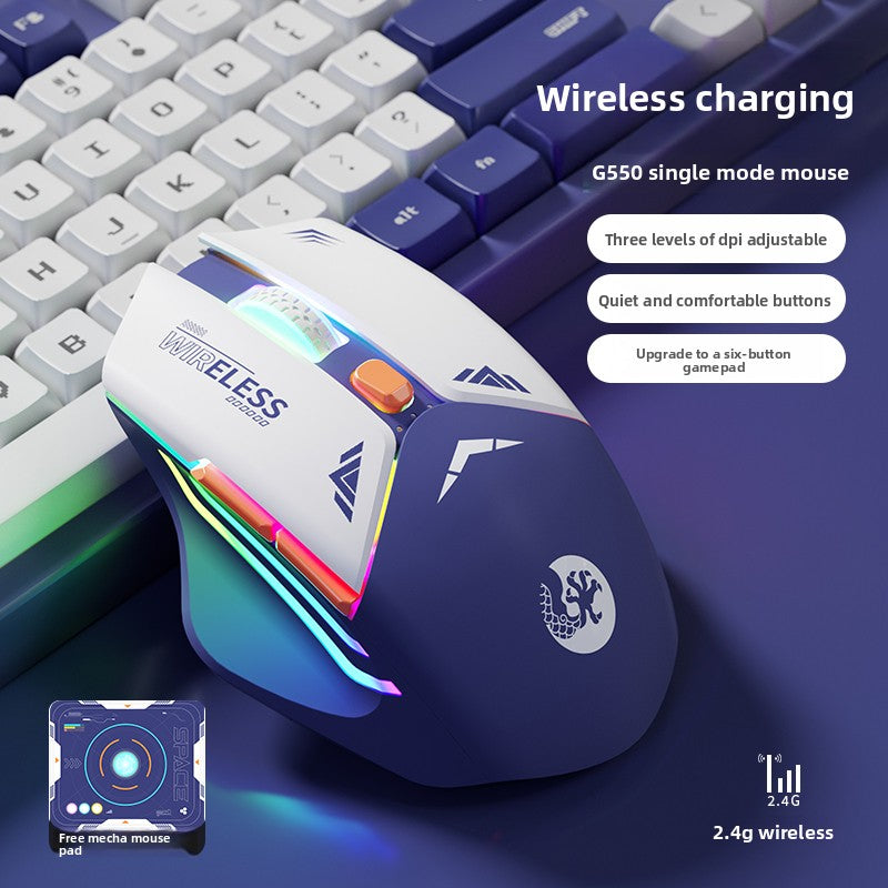 550 Mecha Rechargeable Wireless Gaming Mouse – Quiet Clicks