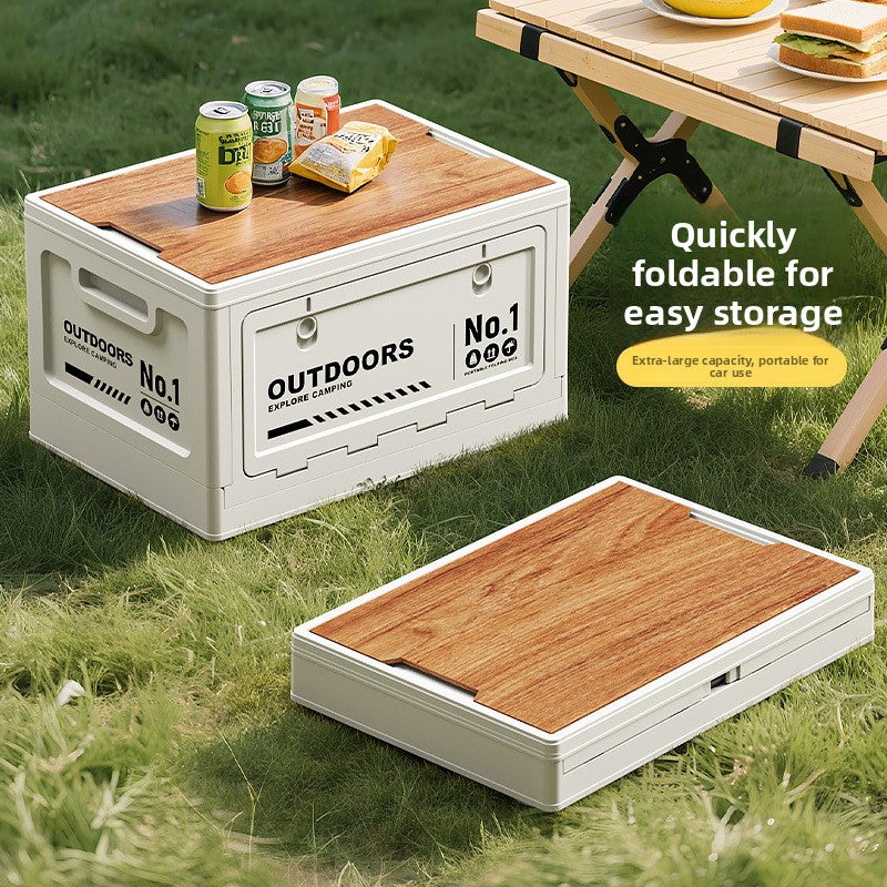 Foldable Side-Opening Camping Storage Box – Optional Wooden Top