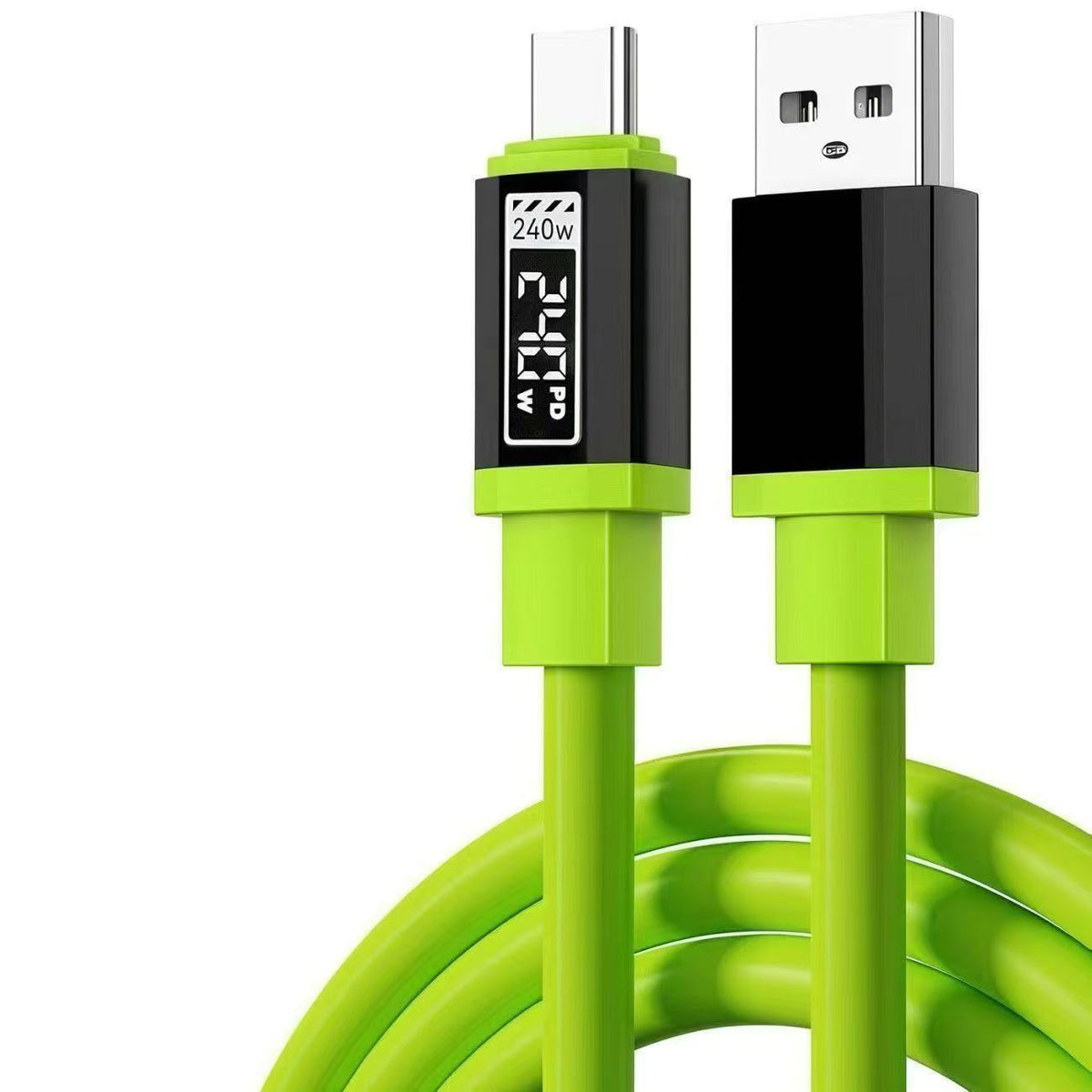 Matcha Green Silicone Charging Cable with Digital Display