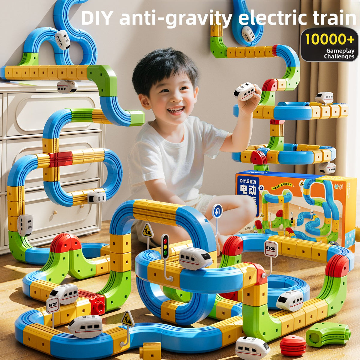 DIY Magnetic Track Car Set with Rechargeable Cars – 71 or 182 Pieces — QIUOLA | qiuola.com