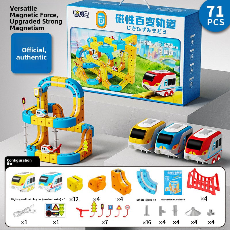 DIY Magnetic Track Car Set with Rechargeable Cars – 71 or 182 Pieces — QIUOLA | qiuola.com