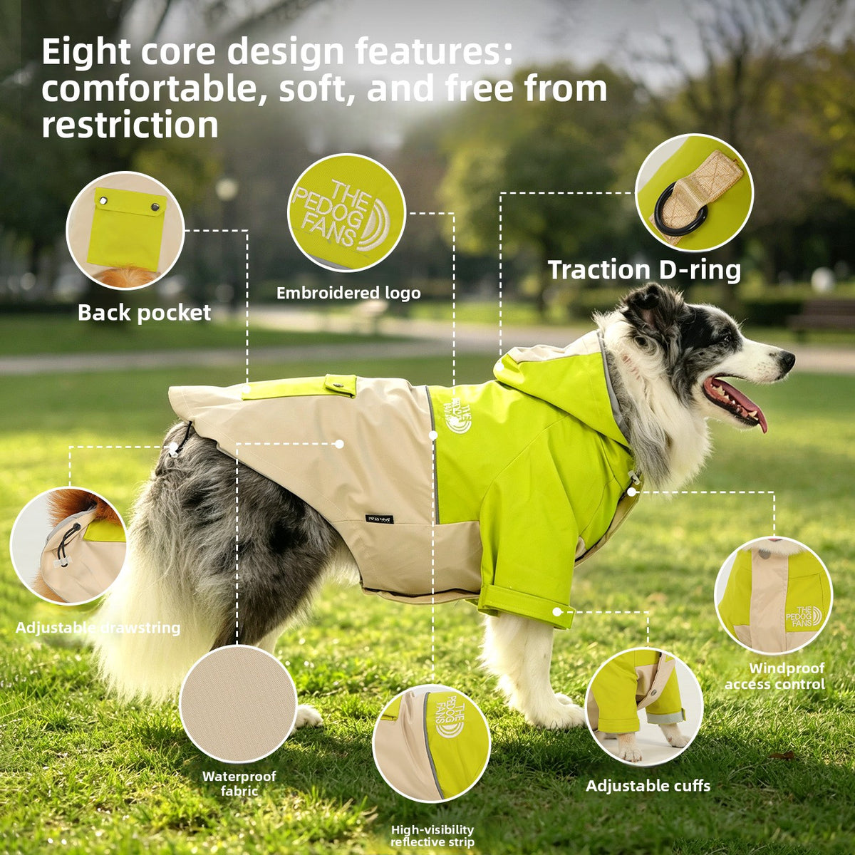 Hooded Nylon Dog Jacket with Reflective Details — QIUOLA | qiuola.com