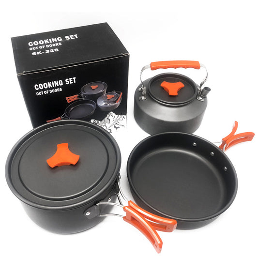 3-Piece Aluminium Camping Cookware Set with Kettle