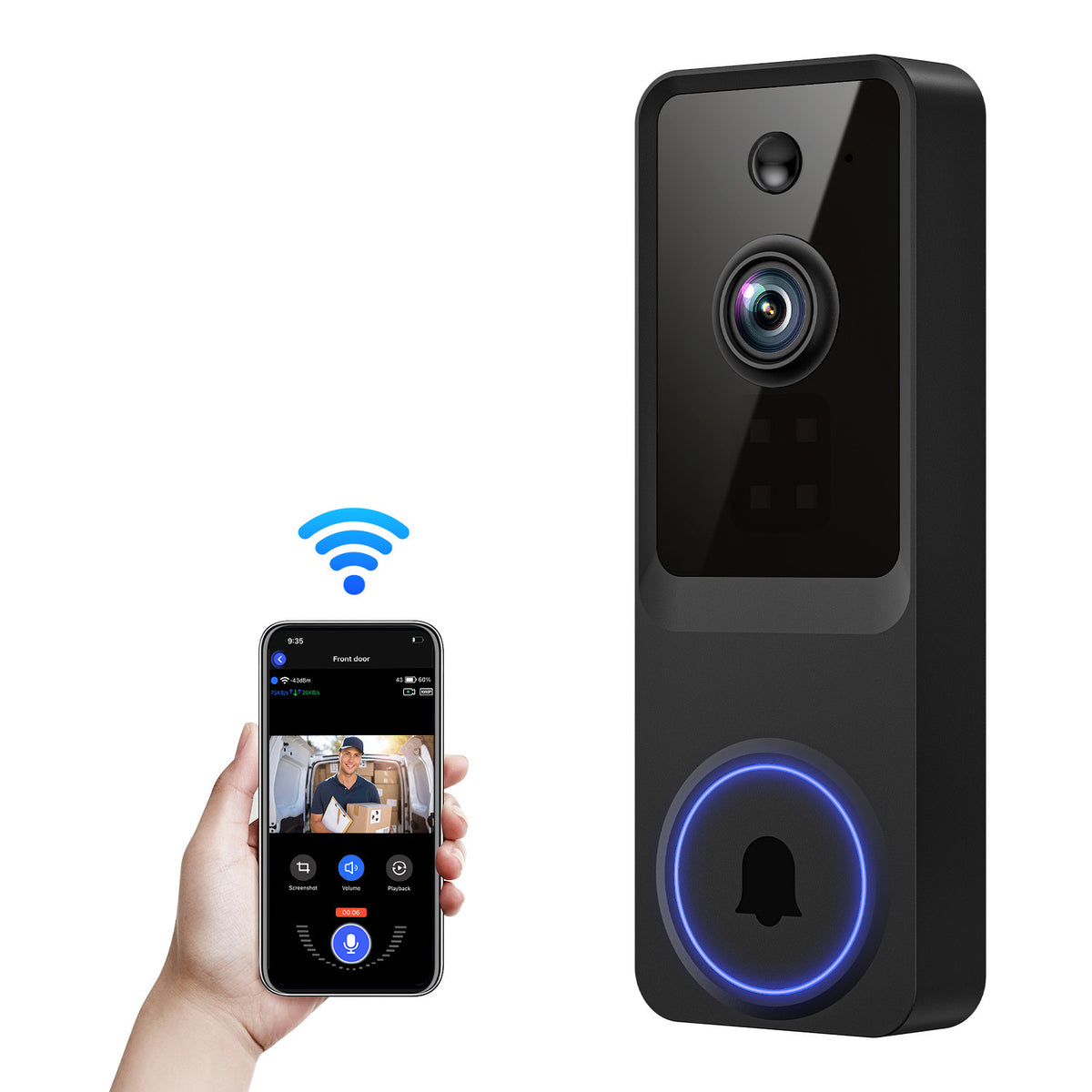 1080p Wi-Fi Video Doorbell with Night Vision & Two-Way Audio