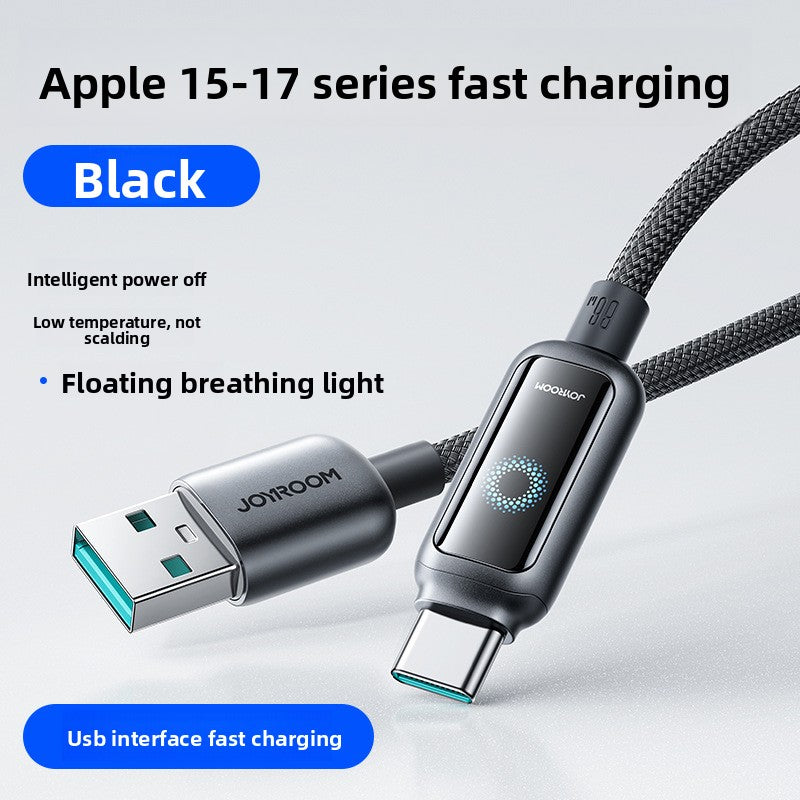 Smart Power-Off Braided Charging Cable with Indicator Light – 1.2m
