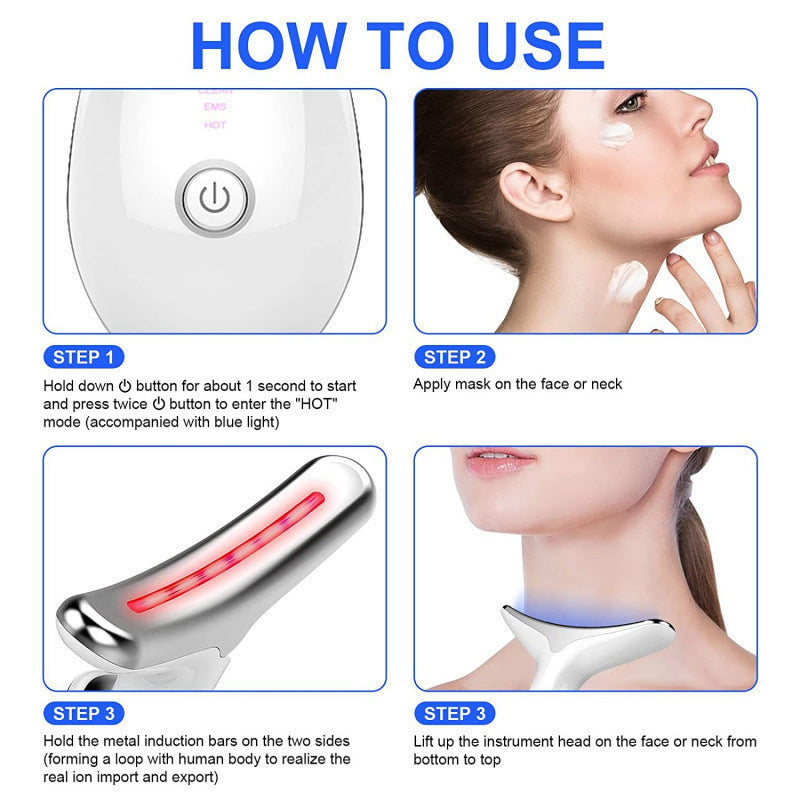 7-Colour LED Face & Neck Massager – Rechargeable