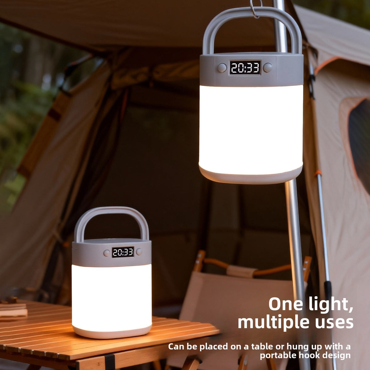Rechargeable LED Camping Lantern – Clock & Remote Options