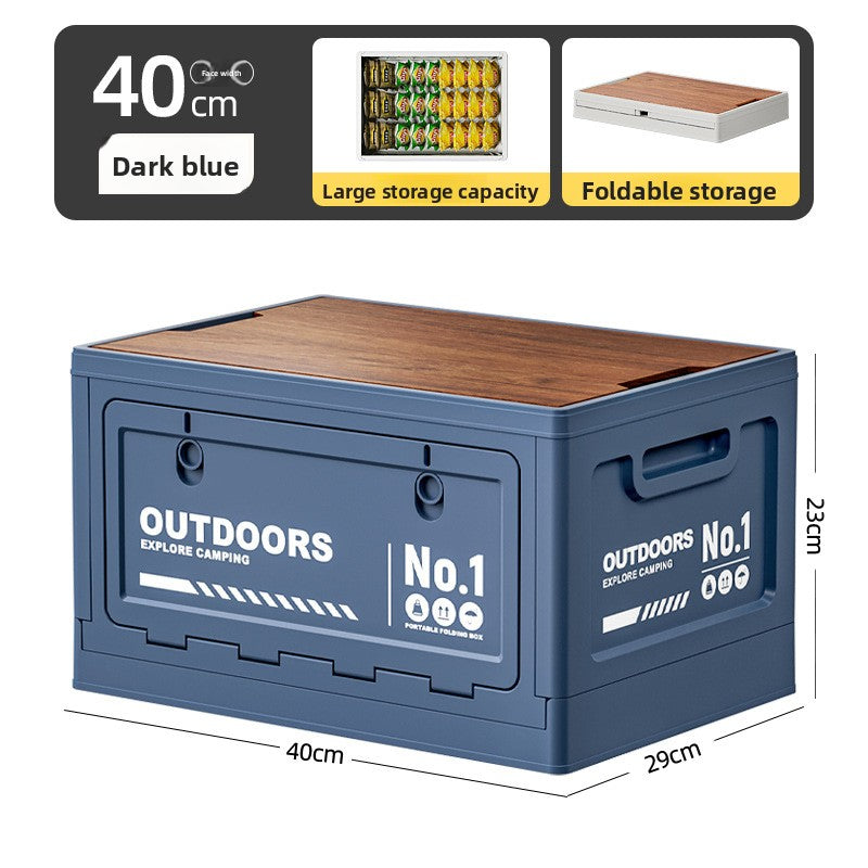Foldable Side-Opening Camping Storage Box – Optional Wooden Top