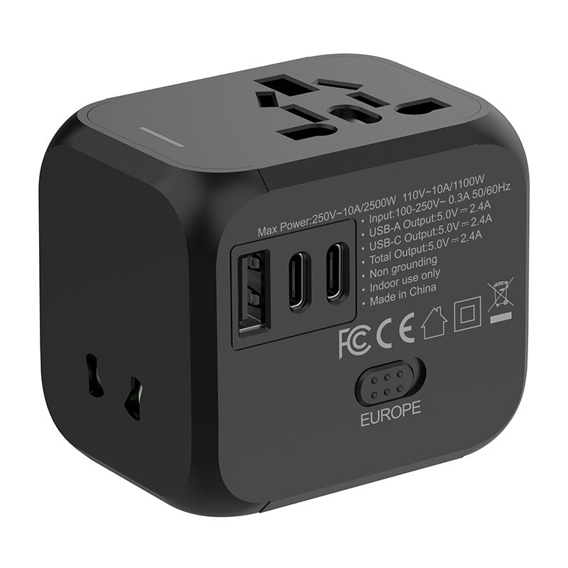 Universal Travel Adapter with 2 USB-C & 1 USB-A Ports