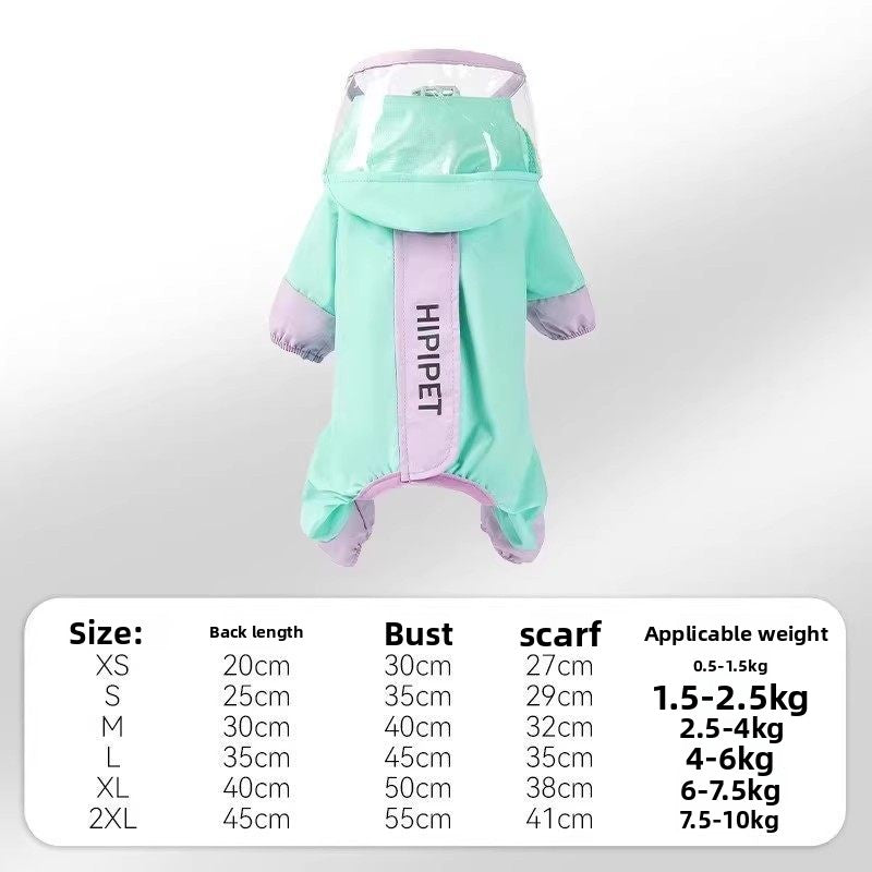 Lightweight Four-Leg Dog Raincoat | XS–XXL
