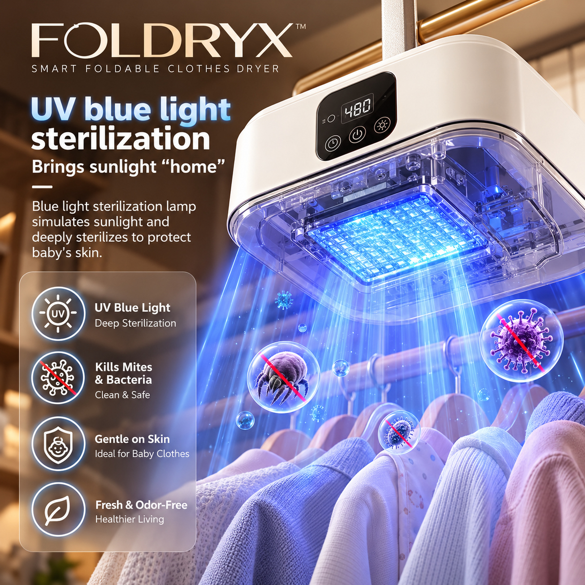 FOLDRYX Smart Foldable Clothes Dryer with Remote Control — QIUOLA | qiuola.com