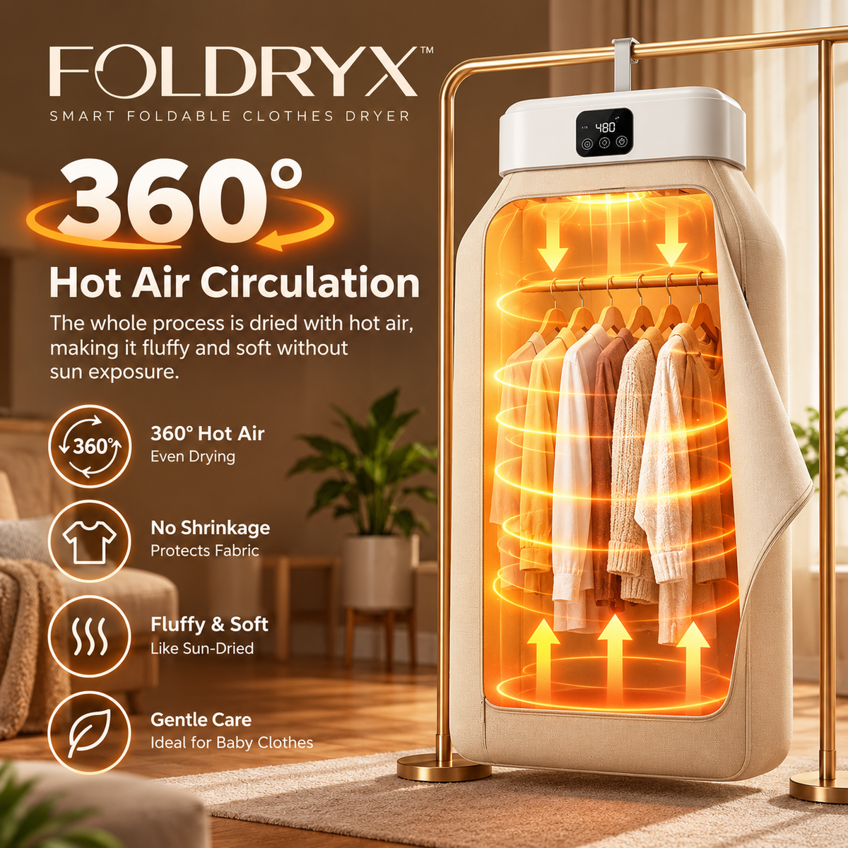 FOLDRYX Smart Foldable Clothes Dryer with Remote Control — QIUOLA | qiuola.com