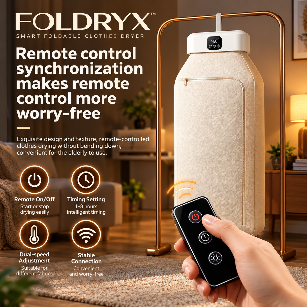 FOLDRYX Smart Foldable Clothes Dryer with Remote Control — QIUOLA | qiuola.com