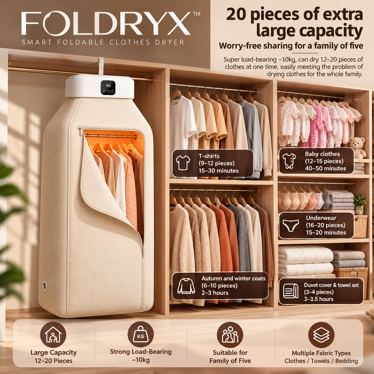 FOLDRYX Smart Foldable Clothes Dryer with Remote Control — QIUOLA | qiuola.com