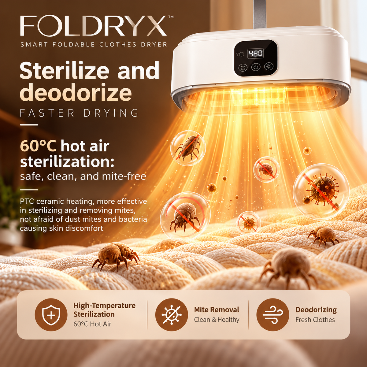 FOLDRYX Smart Foldable Clothes Dryer with Remote Control — QIUOLA | qiuola.com