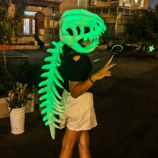 Glow-in-the-Dark Dinosaur Skeleton Headgear – Optional Sound — QIUOLA | qiuola.com