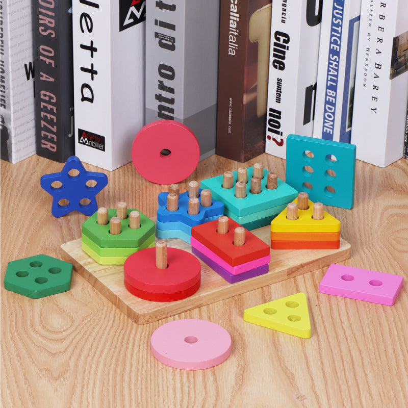 Wooden Geometric Shape Matching & Stacking Toy — QIUOLA | qiuola.com