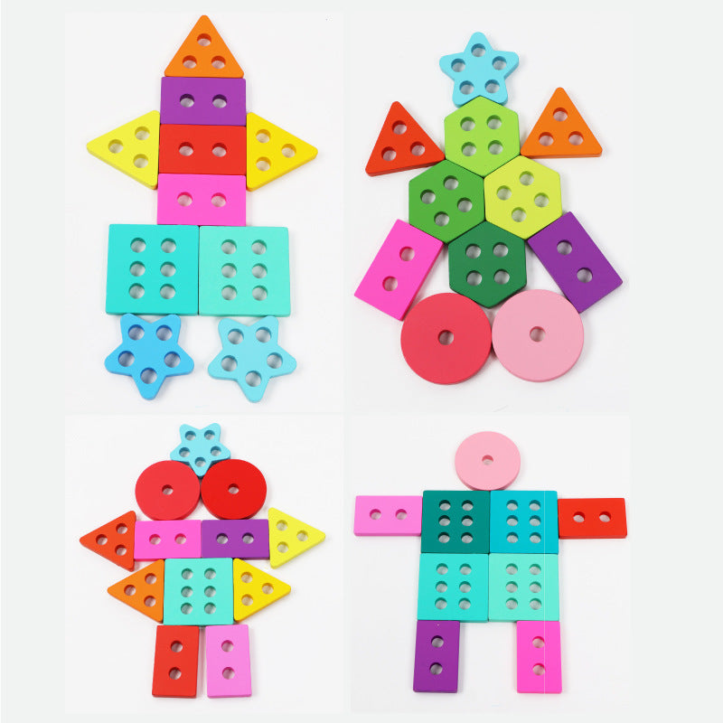 Wooden Geometric Shape Matching & Stacking Toy — QIUOLA | qiuola.com