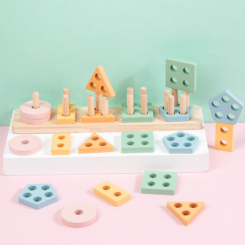 Wooden Geometric Shape Matching & Stacking Toy — QIUOLA | qiuola.com
