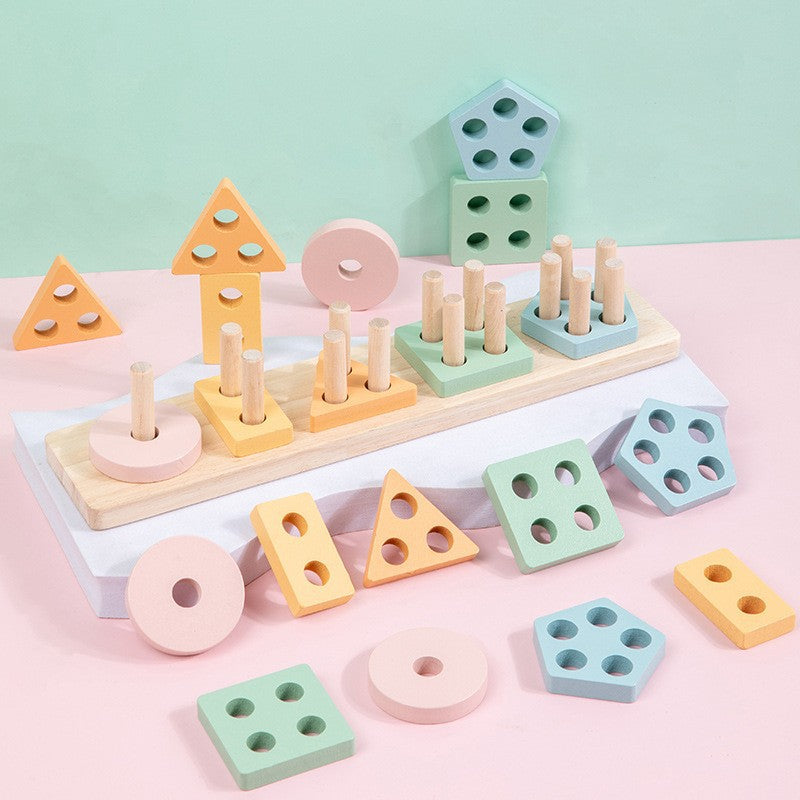 Wooden Geometric Shape Matching & Stacking Toy — QIUOLA | qiuola.com