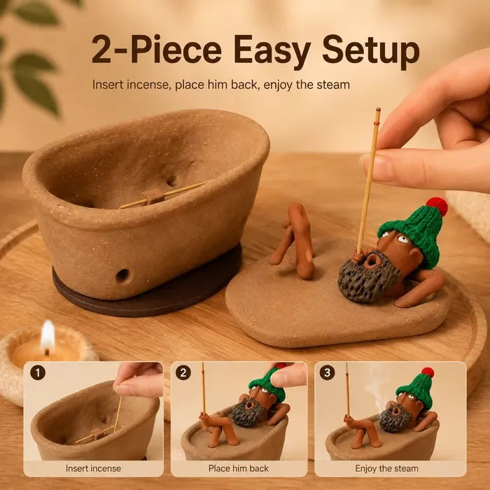 Lazy Bath Man Resin Incense Burner — QIUOLA | qiuola.com