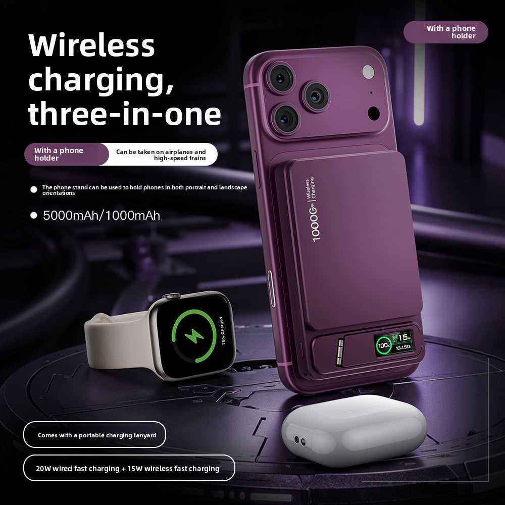 Magnetic Wireless Power Bank with Stand & TFT Display — QIUOLA | qiuola.com