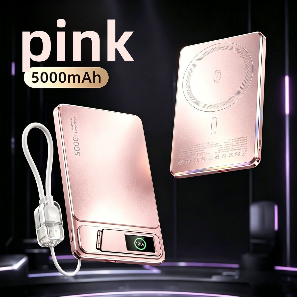 Magnetic Wireless Power Bank with Stand & TFT Display — QIUOLA | qiuola.com
