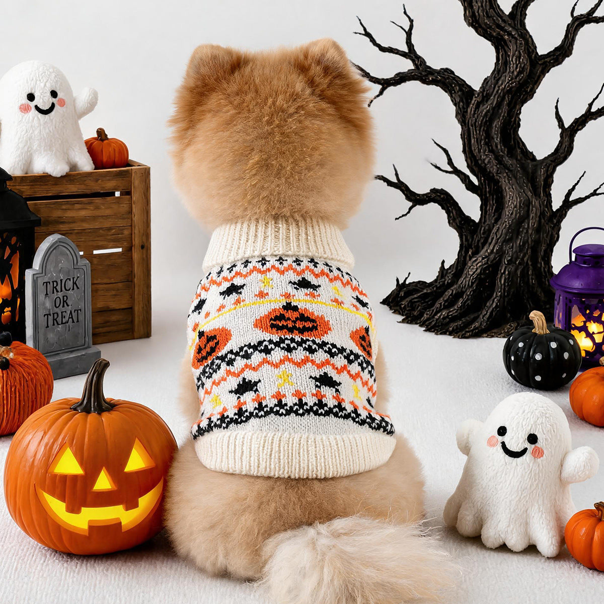 Halloween Pumpkin & Bat Dog Sweater – XS–XL — QIUOLA | qiuola.com