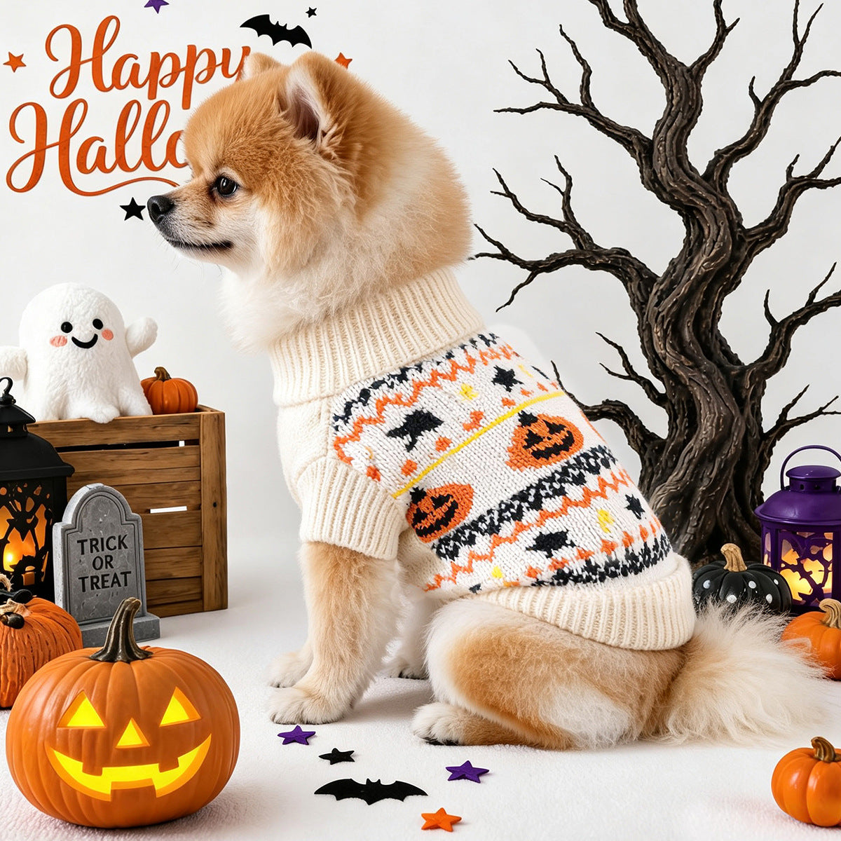 Halloween Pumpkin & Bat Dog Sweater – XS–XL — QIUOLA | qiuola.com
