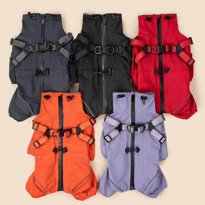 Four-Legged Winter Pet Coat with Integrated Leash Attachment — QIUOLA | qiuola.com