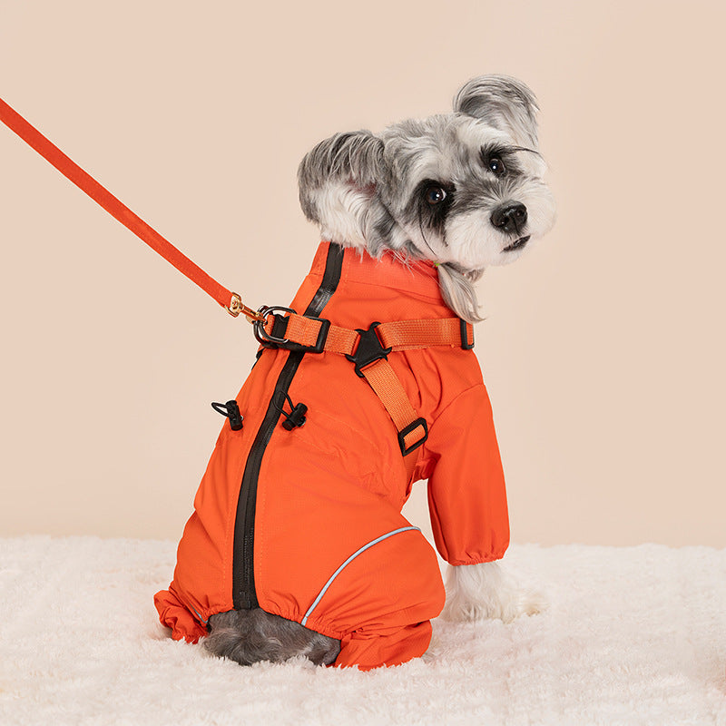Four-Legged Winter Pet Coat with Integrated Leash Attachment — QIUOLA | qiuola.com