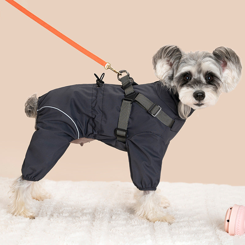 Four-Legged Winter Pet Coat with Integrated Leash Attachment — QIUOLA | qiuola.com