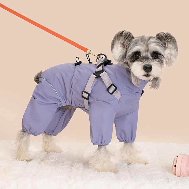 Four-Legged Winter Pet Coat with Integrated Leash Attachment — QIUOLA | qiuola.com