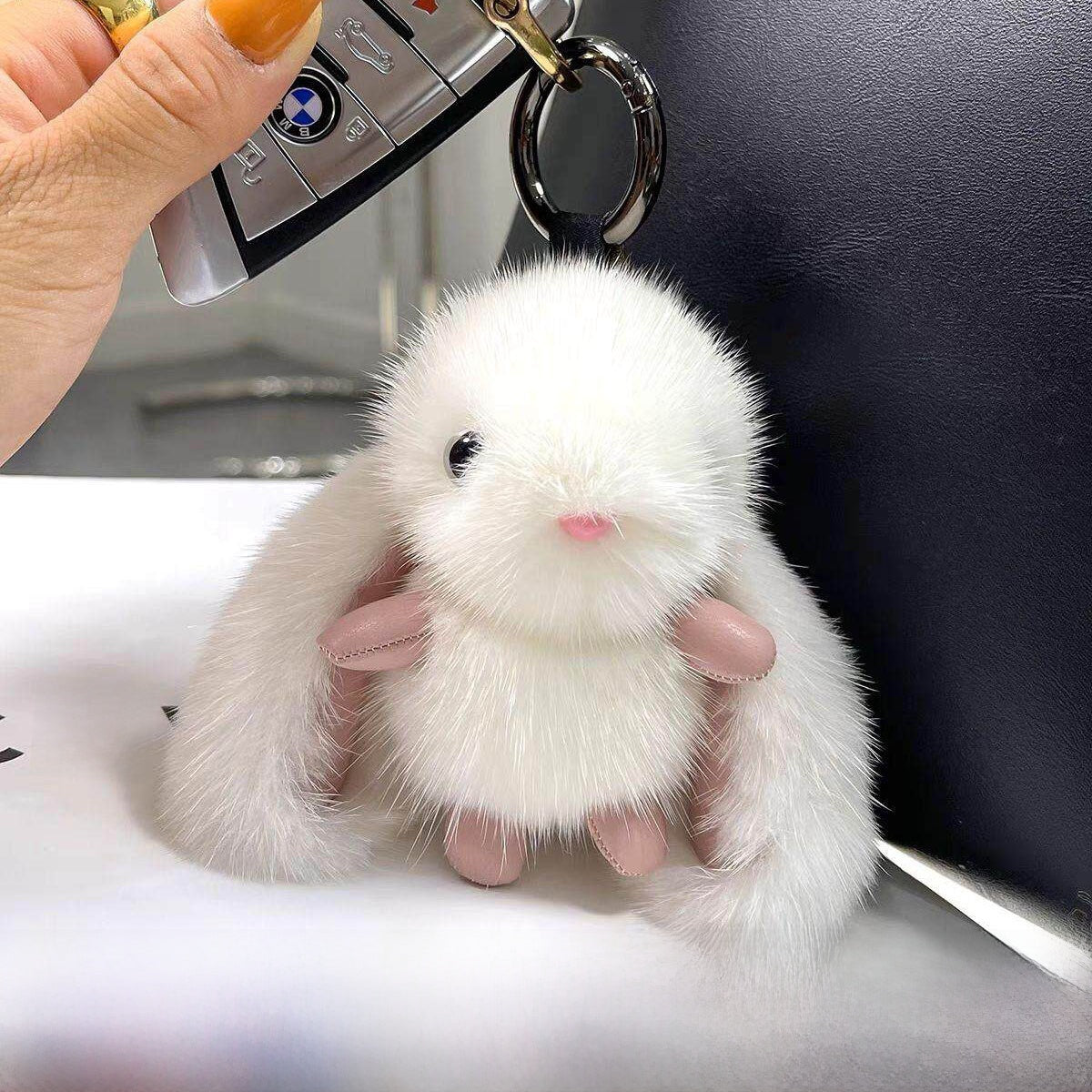 Fluffy Bunny Keychain & Bag Charm – Approximately 11 cm — QIUOLA | qiuola.com