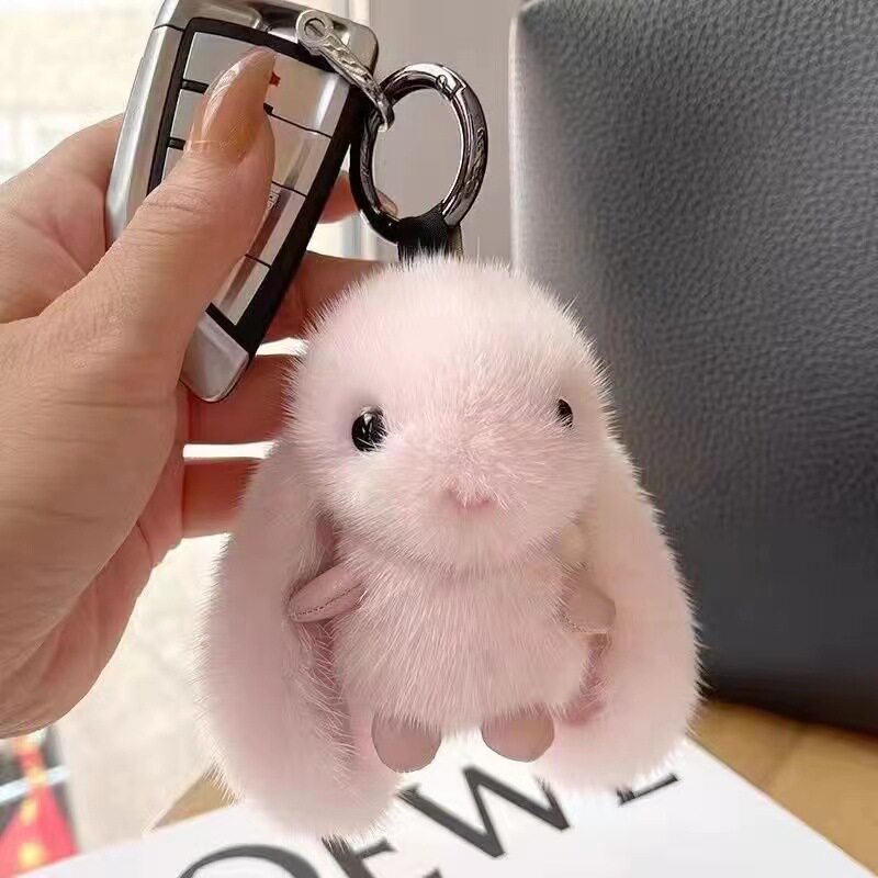 Fluffy Bunny Keychain & Bag Charm – Approximately 11 cm — QIUOLA | qiuola.com