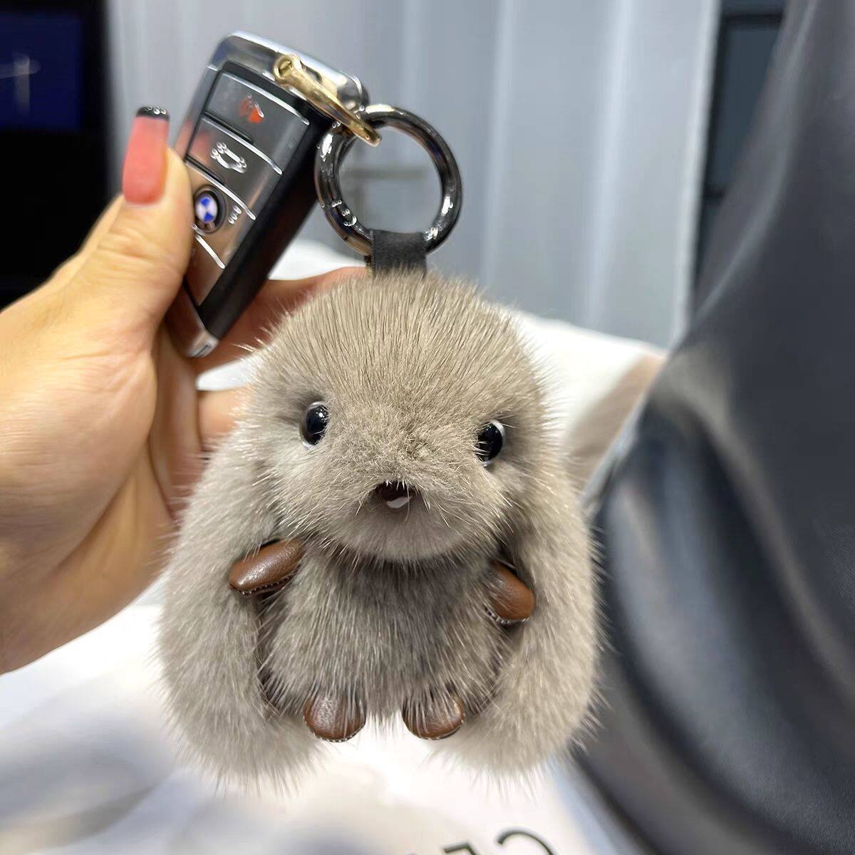 Fluffy Bunny Keychain & Bag Charm – Approximately 11 cm — QIUOLA | qiuola.com