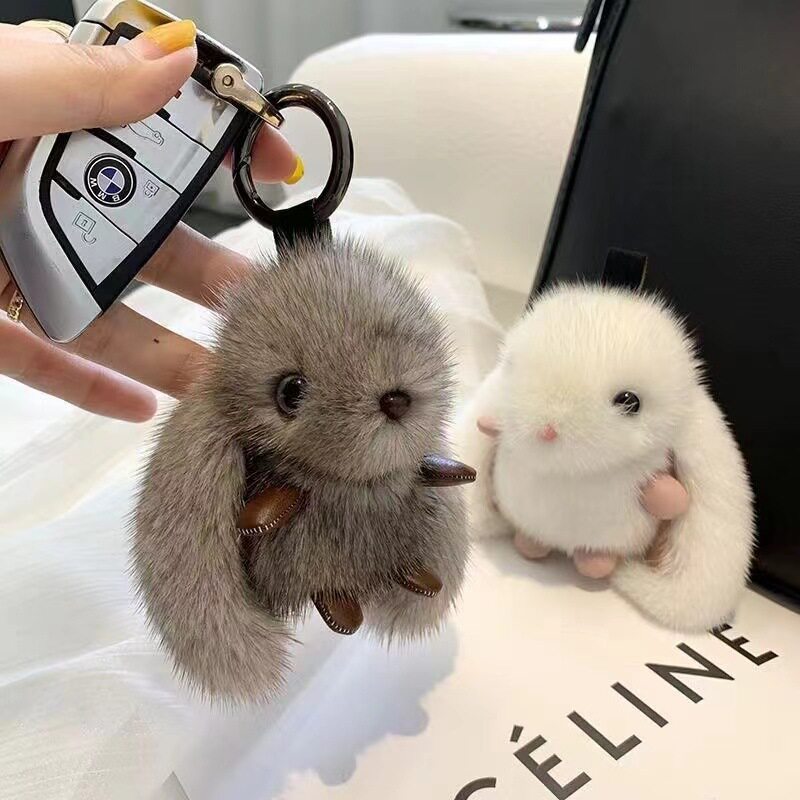 Fluffy Bunny Keychain & Bag Charm – Approximately 11 cm — QIUOLA | qiuola.com