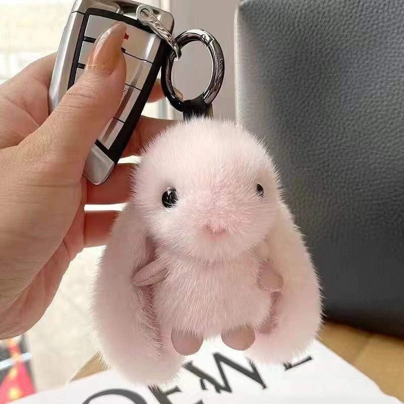 Fluffy Bunny Keychain & Bag Charm – Approximately 11 cm — QIUOLA | qiuola.com