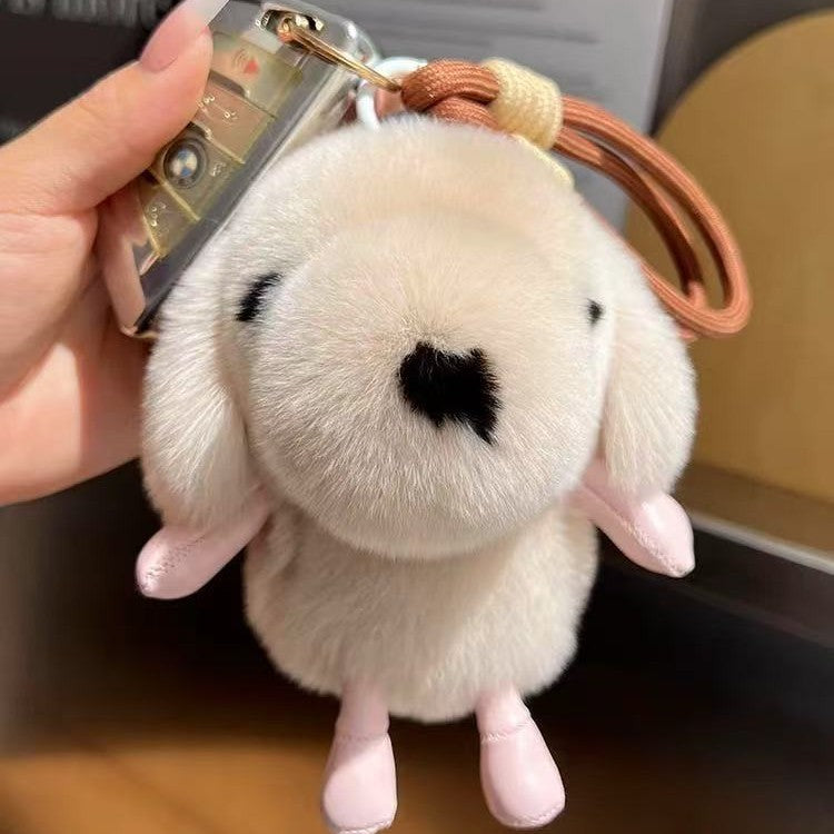 Fluffy Puppy Keychain with Braided Wrist Strap — QIUOLA | qiuola.com